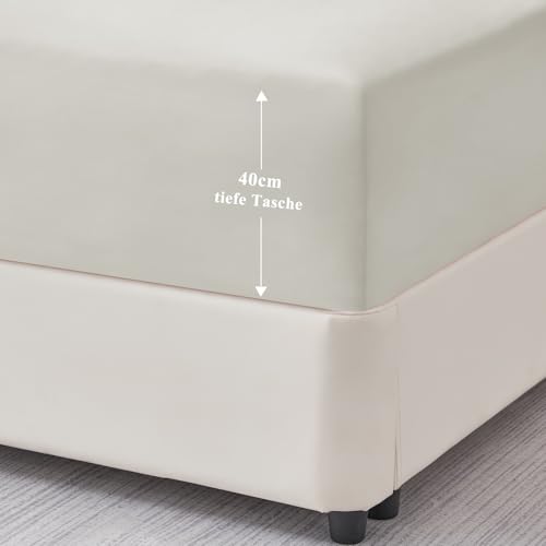Aisbo Spannbettlaken 180x200cm Bettlaken Boxspringbett - Bett Laken Beige 180x200 aus Premium Mikrofaser… – Ansicht 6