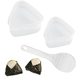 2 PCS Molde de Sushi, Juego de Moldes Para Bolas de Arroz Moldes Onigiris Triangle y Cuchara de Arroz para Sushi Triangle Onigiri Molde Molde Sushi Prensado para Hornear Cocina Picnic Bento DIY
