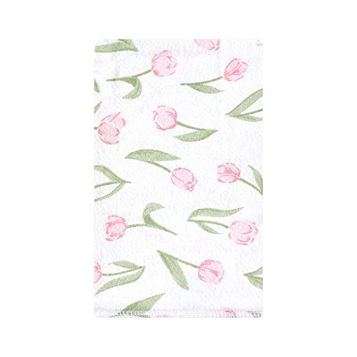 Image of Hudson Baby Unisex Baby Cotton Flannel Burp Cloths, Pink Tulips, One Size