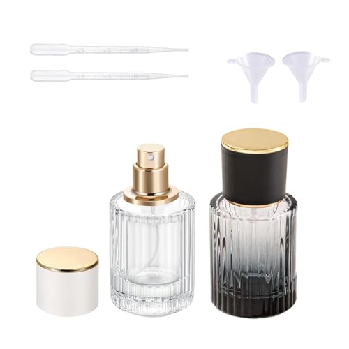 Rowcay 2-Pack 30ml Perfume Bottles, Empty Atomizers, Clear/Black Gradient