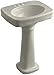 KOHLER K-2338-4-96 Bancroft Pedestal Bathroom Sink with Centers for 4" Centers, Biscuit