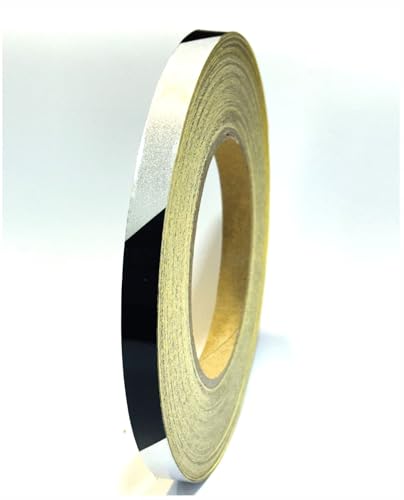 Image of WALLMATE Dual Shade Reflective Radium Strip Waterproof Self Adhesive, Safety Sticker, Night Glow Tape for Helmet, car, Scooter & Cycle Decoration (Black-Silver, 0.5 In x 45 Mtr (1771 in) (PCK OF 2)