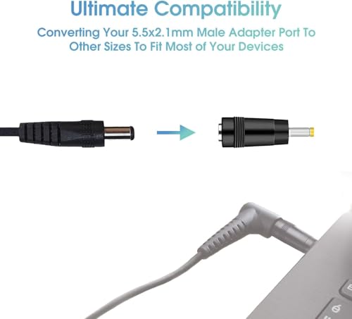 Image of Kado Power Adapter AC /DC 12V-5A 4A 3A 2.5A 2A 1A 5.5x2.1mm with 8 Tips | Power Cord for Sceptre Monitor, Echo Smart Speaker & Display, Webcam, Router, Mini PC, Projector, CCTV, Bluetooth Speaker