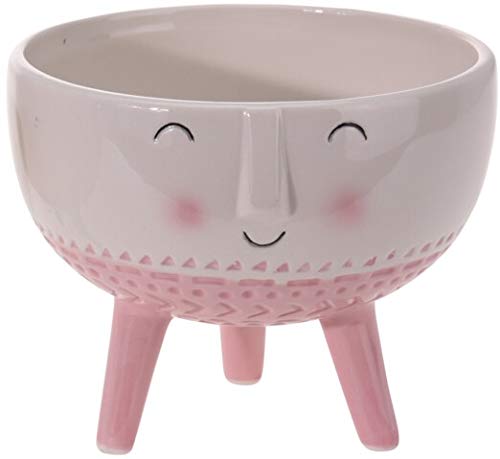Muddy Hands Small Ceramic Plant Pot Indoor Home Decorative Flower Succulent Cactus Herb Planter (Smiling Face with Legs Pink)