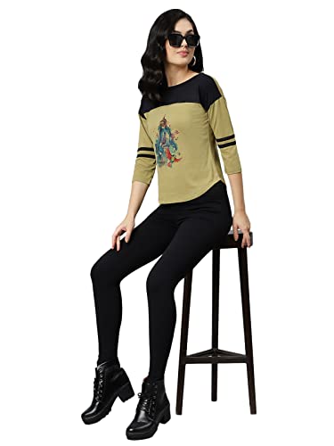 Image of OM SAI LATEST CREATION Women's New 3D Printed Lycra 3 /4 Sleeve Regular Fit Office wear,Casual wear Western Top