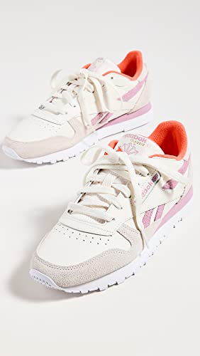Image of Reebok Women's Classic Leather Sneakers, Chalk /Infused Lilac /White, 10 Medium US