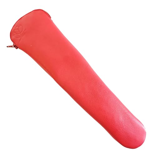 Funda de abanico con cremallera en piel de color rojo. Protector de abanico de cuero. Porta abanico rojo. Estuche para abanico. Abaniquera
