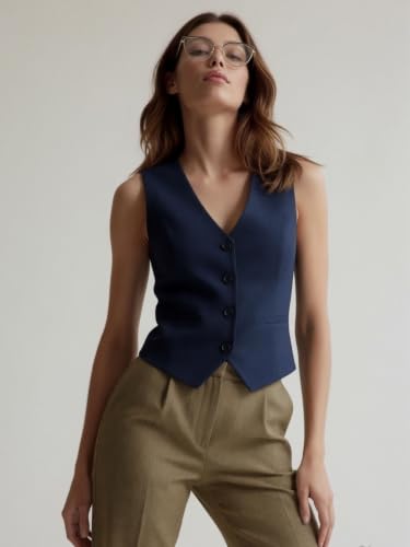 Image of ROCKSY V Neck Waistcoat for Women | Sleeveless Formal Jacket Top | Office Wear Regular Fit Blazer Vest.