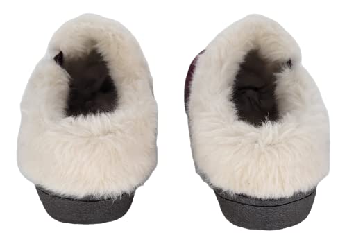 Clarks Womens Suede Leather Slipper with Gore and Bungee JMH2213 - Warm Plush Faux Fur Lining - Indoor Outdoor House Slippers For Women (8 M US, Burgundy)4