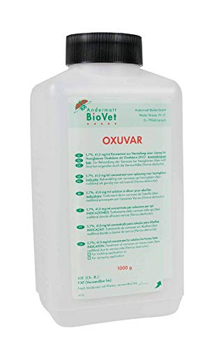 OXUVAR® 5.7% - 1000 g - Oxalsäure zur Varroa Behandlung, Varroamilbe Sommer und/oder als Winterbehandlung 3,0% Oxalsäure-Dihydrat zum Besprühen von Ablegern, Kunstschwärmen brutfreier Völker Cover