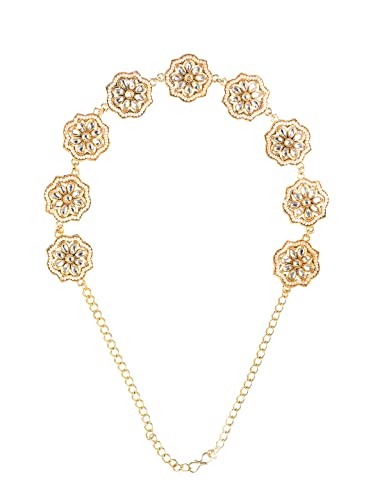 Yellow Chimes Head Chain for Women Traditional Headband Gold Plated Kundan Studded Hairband Matha patti Jewellery Necklace for women and Girls (B0CZ9LF421) Amazon Price History, Amazon Price Tracker