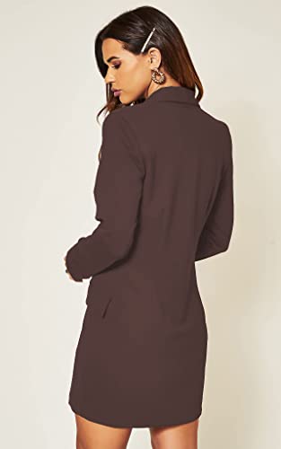 Image of UNIQUE 21 Women Luxe Stain Breasted Asymmetric Blazer Dress - Ladies Elegant Casual Work Office Events Blazer Dresses