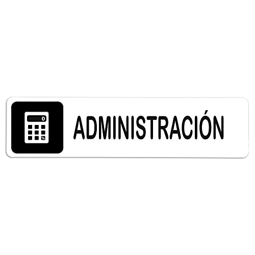 Becral® - Señal adhesiva de PVC ADMINISTRACION | Placa puerta PVC BLANCO | Señal informativa | Cartel Puerta 200X50mm