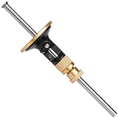 DDWT Micro Adjustable Wheel Marking Gauge Woodworking Tool Wood Marking Gauge Scribe Tool 120MM Metric Brass Stainless Steel - Thumbnail 4