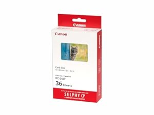 Canon KC-36IP Original Farbband/Papierset Kreditkartengröße 54 x 86mm für SELPHY CP-Drucker (18 Blatt, Laborqualität, wasserabweisend) [optionale Papierkassette Canon PCC-CP400 erforderlich]