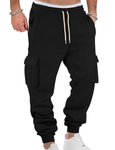 Men's Casual Cargo Pants Workout Joggers Stretch Sweatpants Lounge Athletic Pants Drawstring Pants with Pockets