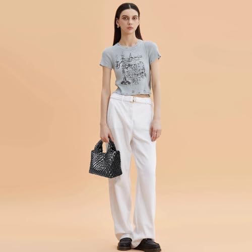 Image of Woven Tote Bag for Women with Coin Purse, Foldable Chain Small Crossbody Handbags, Fashion Shoulder Bag, Hobo Satchel