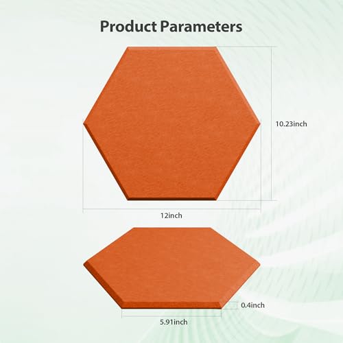 Image of 12 Pack Hexagon Acoustic Panels Self Adhesive Sound Proof Foam(Orange-Red)