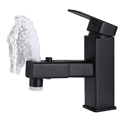 Einhebel Bad Wasserhahn, Badarmatur Waschtisch Armatur Warmes und Kaltes Wasser Liefern, 3 Wasserauslassmethoden, Infache Montage,Schwarz,B Cover