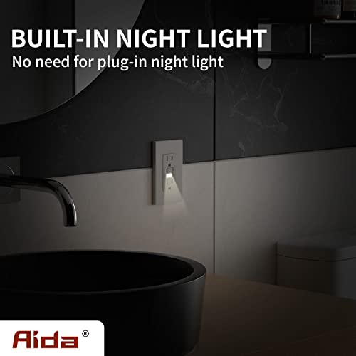 Aida15 Amp Gfci Outlet, Self-Test Nightlight Electrical Outlet, Tamper-Resistant Receptacle With Led Indicator, Ground Fault Circuit Interrupters, Wall Plate Included, Ul Listed (1 Pack, Matte White) #TOP3