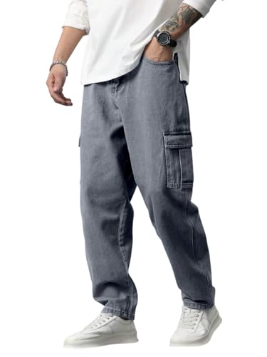Image of TAGAS Men Loose Fit Men's Flip Pocket Jeans || Mens Stylish Cotton Loose Fit Denim Cargo || Multi-Pocket Styling Pant||