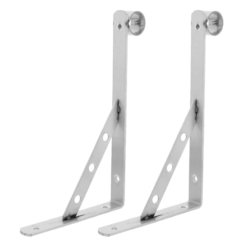ELAYARD Heavy Duty Triangular Stainless Steel Closet Rod Brackets 2Pcs Wall Mounted Support for Wardrobe Clothes Pole, Best for Bedroom Wardrobe and Laundry Drying Racks