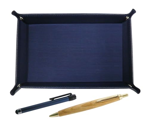 日本製シボ牛革ペントレイ青 メタルタッチ棒青とメイプル木軸レトロ・ボールペンセット TRAL-ALL-HS47S