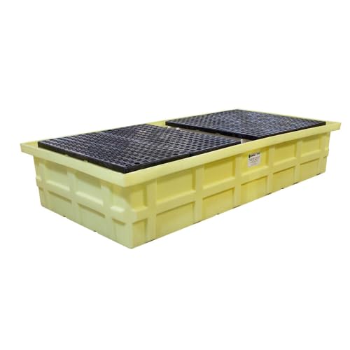 Enpac Double IBC Tote Low-Top Spill Pallet, No Drain, Yellow, Ergonomic Dispensing, Compliant Sump, Polyethylene