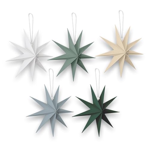 Festicy Papiersterne zum Aufhängen I 5 St Ø 30cm in Pastelltönen I geeignet als Weihnachtsstern Fenster Deko Sterne I stilvolles Papiersterne Weihnachten Set I nachhaltiges Stern Papier Set