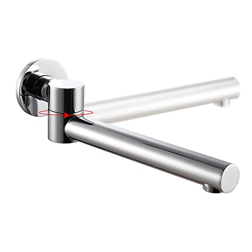 Bec de Baignoire Rotation à 180° Bec Déverseur pour Baignoire Laiton Robinet de Buse Ronde Pliable Bec Bain Déverseur Mural Robinet de Bec pour Baignoire, G1/2,Chrome