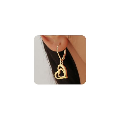 Boucles d'oreilles cœur en argent pour femme avec pendant double amour chic