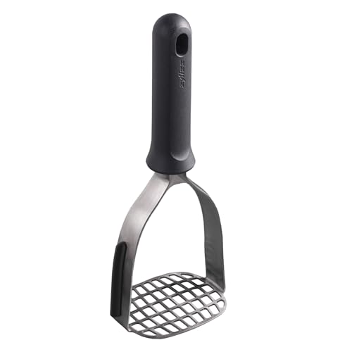 Zyliss Stainless Steel Potato Masher - Food Smasher for Potatoes, Avocados & More - Home Kitchen Essentials & Accessories - Manual Potato Masher Tool - Dishwasher-Safe Vegetable Masher - Grey