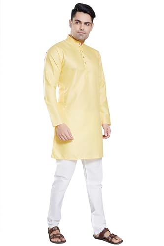 Image of DIVISIVE Men's Plain Cotton Blend Linen Slim Fit Kurta Pyjama Set