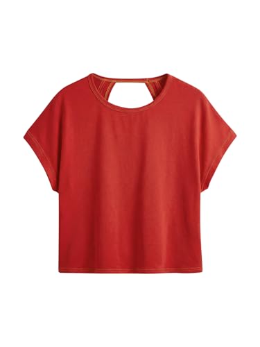 Image of RoseSeek Women's 3 Packs Open Back Tops T Shirt Criss Cross Cut Out Tee Short Sleeve Crewneck Summer Backless Tops