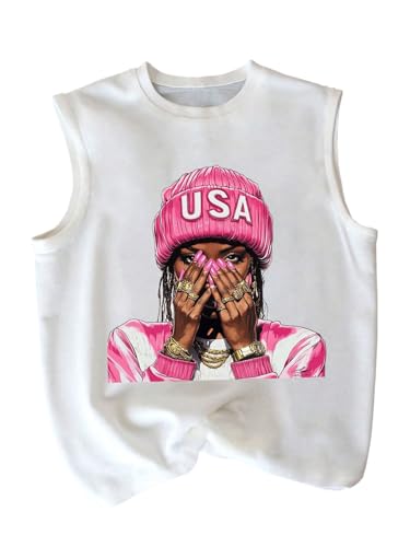 RoseSeek Summer Retro Graphic Tank Top Hippop Streetwear Y2K Tees