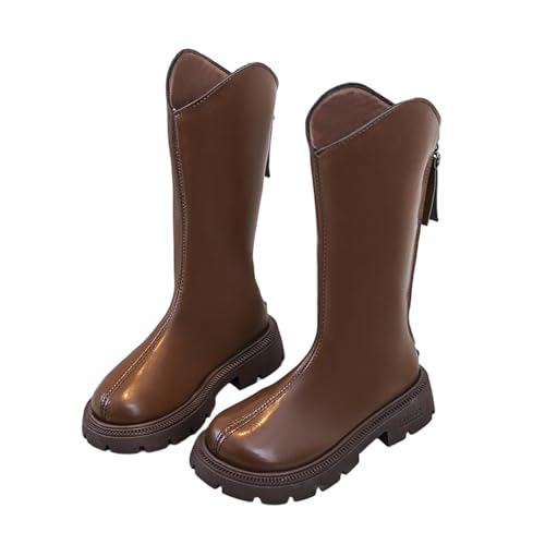 Girls Boots Comfortable Side Zipper Soft Leather Shoes Winter Warm Solid Color Casual Long Booties 2025