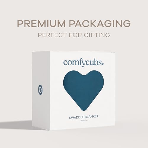 Image of Comfy Cubs Muslin Swaddle Blankets Pack of 1, 47 x 47 Inch Soft Cotton Baby Blanket Set, Large Multipurpose Wraps for Newborns - Self-Soothing Swaddles for Newborns - Neptune