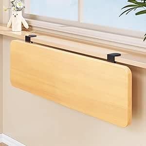 Extension de rebord de fenêtre en bois avec support pliable gain de place