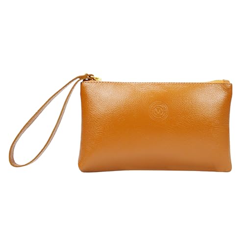 Bolsa Clutch Carteira de Mao e Porta Celular Feminina em Couro Legítimo Madamix MDXP046 (Caramelo)