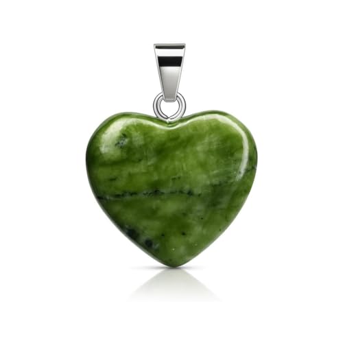 LLUXIA Pendentif Cœur en Jade Vert Naturel – Pierre Apaisante et Porte-Bonheur – Bijou Spirituel Élégant pour Femme – Cadeau Bien-Être & Amour – Lithotherapie – Sans Chaîne