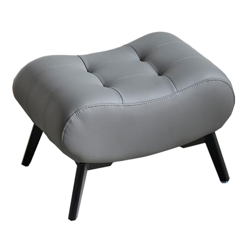 Petit banc gris en cuir NBYGSC avec pieds métal de 47 cm pour entrée