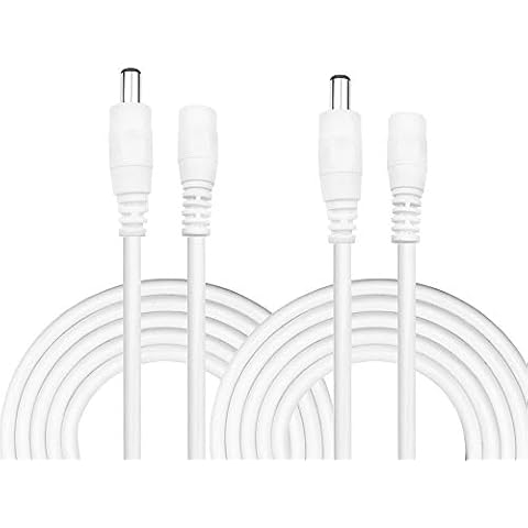 Auki 2PCS 2m DC Power Supply Extension Cable,5.5mm x 2.1mm DC Extension Connector Wire for DC Power Adapter,LED Strip Light/CCTV Security Cameras/Car,Monitor,Ip Camera,DVR,AHD DC Leads,DC Power Cord Cover