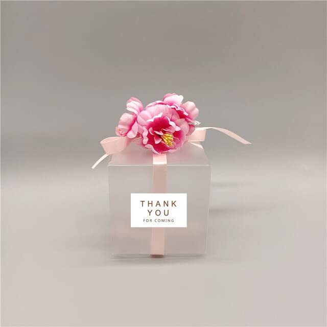 DUPU 20/30 / 50pcs Boîte Transparente Ruban Pourpre Violet Fleur Artificielle Matte PVC Boîtes de Mariage Pack de drages