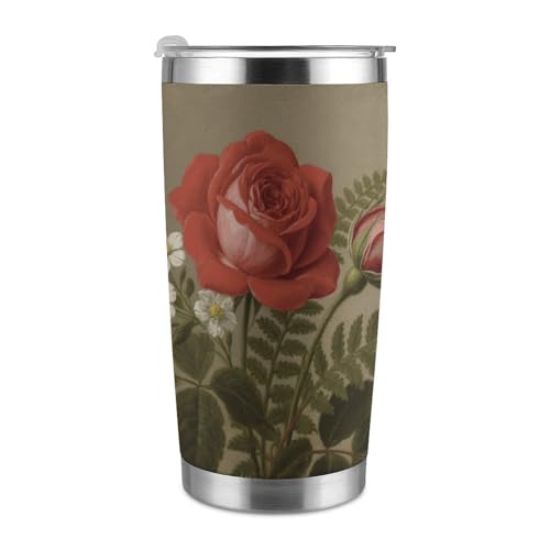 Mug isotherme de voyage de 590 ml (20 oz), en acier inoxydable, avec couvercle et paille, imprimé...