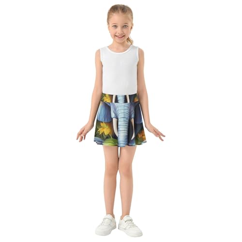 Vibrant Elephants Sunflowers Toddler Tennis Skirts Clothes Athletic Shorts for Girls Skorts Butterfly Skirt 4t3