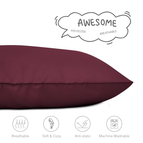 Image of EXQ Home Toddler Pillowcases 13x18 Travel Pillow Case Set of 2, Small Pillow Case Fits Baby Pillow Sized 12x16, 13x18, Kids Pillowcases 2 Pack Machine Washable with Envelope Closure(Burgundy)