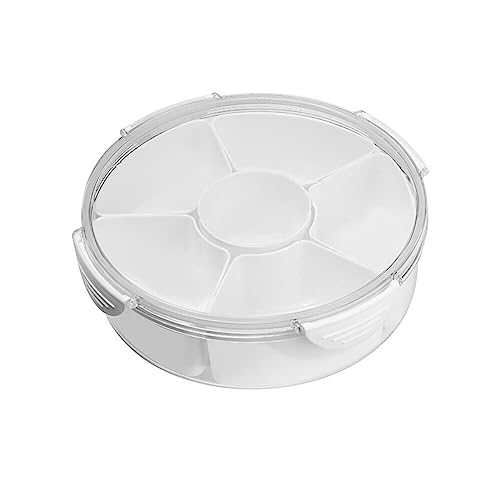 Divided Serving Tray Platter with Lid Storage Container, Compartment Box Clear Organizer, Compartment Party Platter for Candy, Appetizer, Snack, Fruit, Nuts, Chocolate, Veggie, Type 2