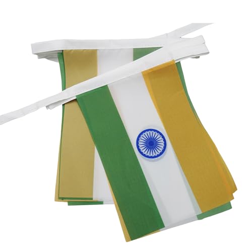 AZ FLAG - Guirlande Drapeau Inde - 6 Mètres Avec 20 Fanions Indien De 21x14 cm - Petits Drapeaux 100% Polyester - 60g