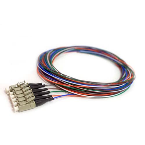 RiteAV 6 Strand Fiber Optic Pigtail, OM2-50/125, Multmode Black Boot LC/PC connectors, 3 Meter
