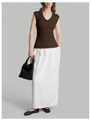 WDIRARA Women's V Neck Sweater Vest Cap Sleeve Knit Top Pullover Knitwear4